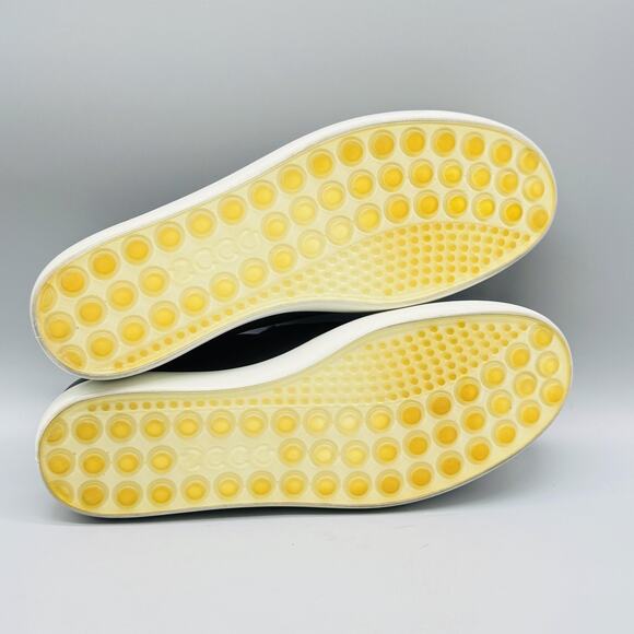 ECCO Shoes Womens 11 Black Leather Loafer Sneakers Soft 7 Woven Slip On Comfort - Picture 10 of 13